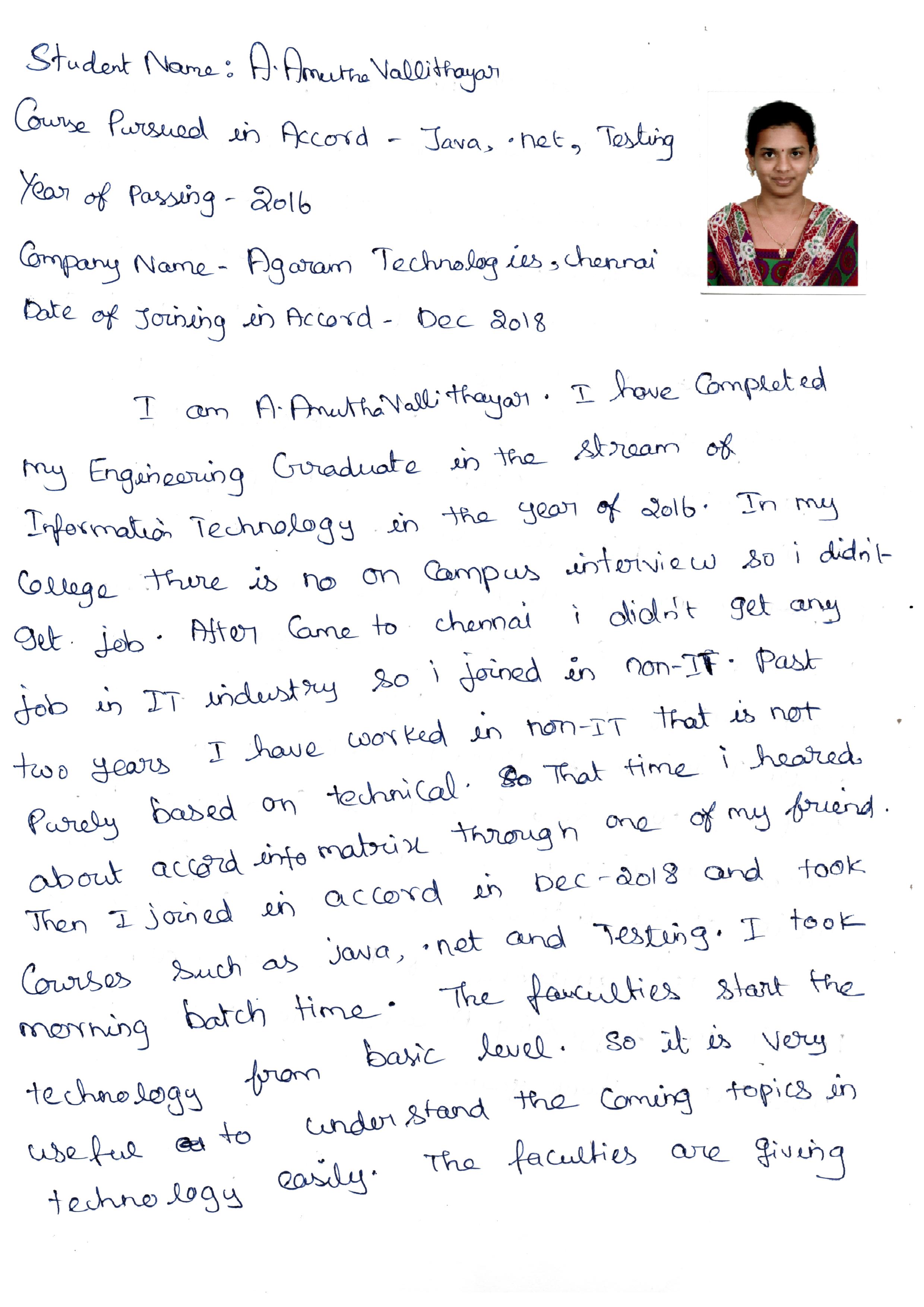 JAVA Student Testimonial