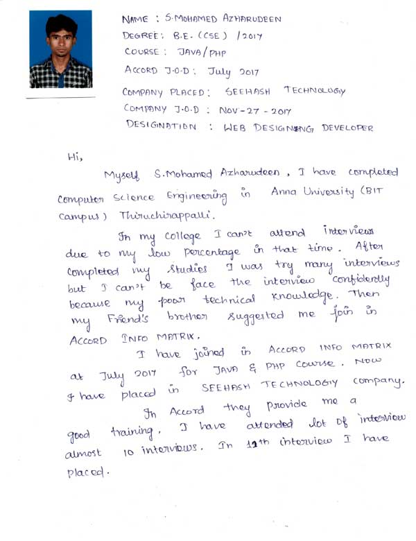 PHP Student Testimonial